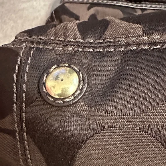 Coach Dark Brown Shoulder Bag with Gold Accents - Picture 4 of 16